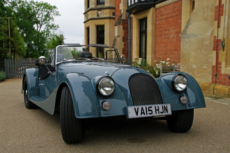 Morgan V6 Roadster outside Wood Norton Hotel & Restaurant in the Cotwolds