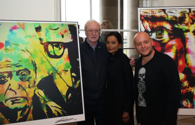 Sir Michael Caine with wife Shakira and Lincoln Townley