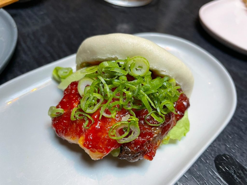 Slow cooked pork belly bun at Apothecary Izakaya Shoreditch